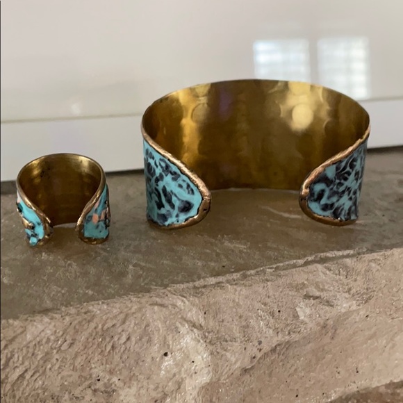 Adjustable turquoise bracelet and ring set 💙 - Picture 2 of 5